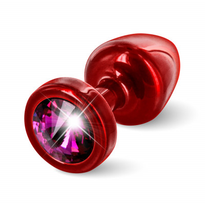 Diogol Anni Round 25mm - Anal Red Jewelry with Pink Crystal