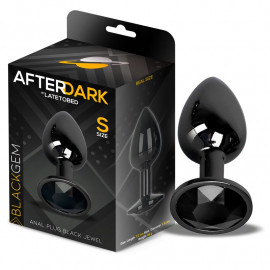 AfterDark Blackgem Metalic Butt Plug with Black Jewel Size S