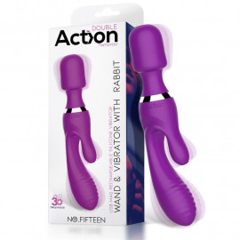 Action No. Fifteen Wand & Rabbit Vibrator 3 Individual Motors Purple