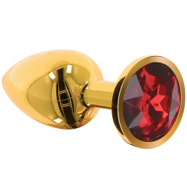 Taboom Bondage in Luxury Butt Plug with Diamond Jewel Gold-Red L