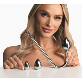 Master Series Anal Hook Trainer Anal Hook with 3 Plugs Silver