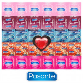 Pasante Mix for Every Occasion - 30 Condoms Pasante + Heart Shaped Condom As a Gift