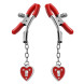 Master Series Crimson Tied Charmed Heart Padlock Nipple Clamps Red